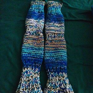 Handmade Blue Knit Leg Warmers